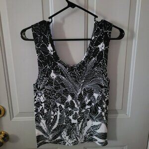 Nicola Black & White Stretchy Crinkly Sleeveless Top Misses Large